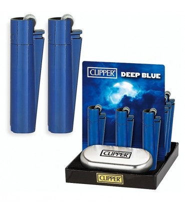 Accendino Clipper Large in Metallo DEEP BLUE Expo da 12 pz. ASSORTITI