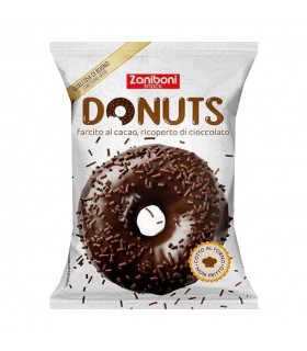 DONUTS FARCITO AL CACAO E RICOPERTO DI CIOCCOLATO 60G CARTONE DA 18 PZ.