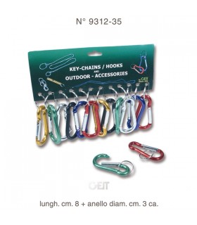 Portachiavi Moschettone Cartella da 12 pz. colori ass.