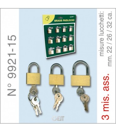 Lucchetti con anello Portachiavi Cartella da 12 pz. misure assortite