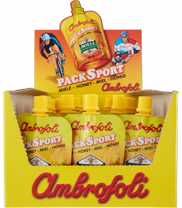 AMBROSOLI ESPOSITORE DA BANCO PACK SPORT MIELE DI FIORI IN BUSTINE MONOUSO DA 100GR CONF.18PZ
