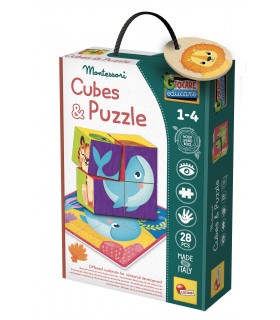 MONTESSORI BABY WOOD CUBES AND  PUZZLE 2 IN 1-1-4 LISCIANI GIOCHI