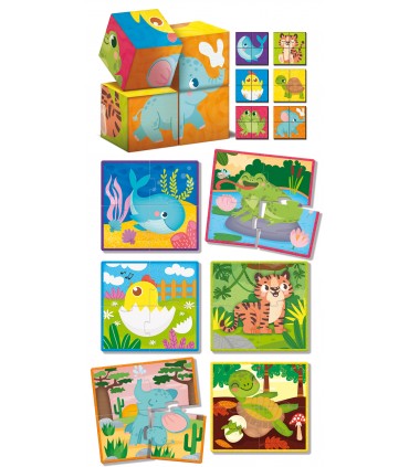 MONTESSORI BABY WOOD CUBES AND  PUZZLE 2 IN 1-1-4 LISCIANI GIOCHI