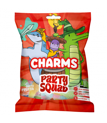 CARAMELLE GOMMOSE RAVAZZI CHARMS PARTY SQUAD SUGAR GLUTEN FREE  AL GUSTO FRUTTA BUSTINA 80g