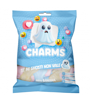 CARAMELLE GOMMOSE RAVAZZI CHARMS GHOST GLUTEN FREE  AL GUSTO BANANA BUSTINA 90g
