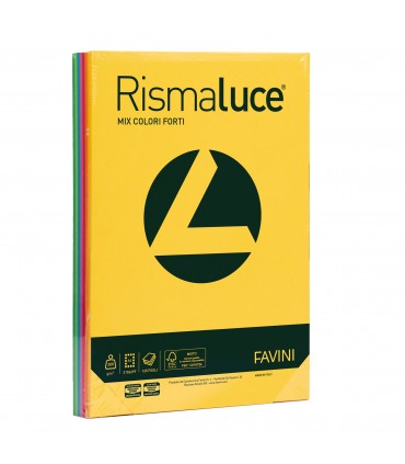 Rismaluce A4 Favini in 8 colori assortiti 200gr da 125 fogli