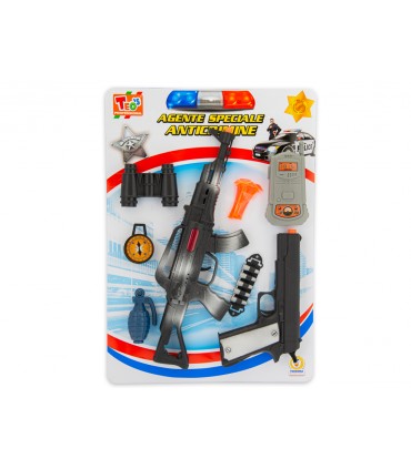 CARTELLA AGENTE SPECIALE CON MITRA, PISTOLA E ACCESSORI TEOREMA GIOCHI