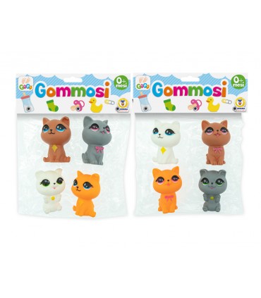 BUSTA ANIMALI GOMMOSI GATTI 4PZ. TEOREMA GIOCHI +0 MESI