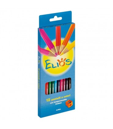 Pastelli Elios fila da 12 pz. con temperamatite incluso