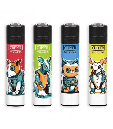 Accendino Clipper Large A ROBOT ESPOSITORE da 192 pz. con grafiche ASSORTITE