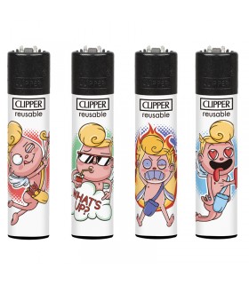 Accendino Clipper Large FUNNY CUPID conf. 48 pz. assortito con 4 grafiche