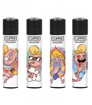 Accendino Clipper Large FUNNY CUPID conf. 48 pz. assortito con 4 grafiche