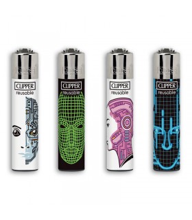 Accendino Clipper MICRO AI FACES conf. 48 pz. assortito con 4 grafiche