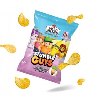 PATATINE STUMBLE GUYS ORIGINALI 25gr SALATI PREZIOSI CON SORPRESA 3D CARTONE DA 24 BUSTINE