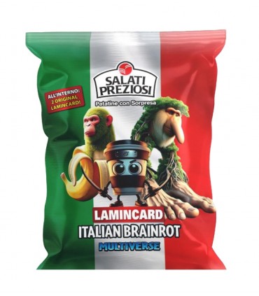 PATATINE italian brainrot ORIGINALI 25gr SALATI PREZIOSI CON SORPRESA CARTONE DA 24 BUSTINE