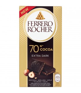 TAVOLETTA FERRERO ROCHER CON CIOCCOLATO FONDENTE EXTRA DARK 70% CACAO E NOCCIOLE DA 90G.