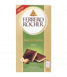 TAVOLETTA FERRERO ROCHER CON CIOCCOLATO AL LATTE E NOCCIOLA CON NOCI DI MACADAMIA DA 90G.