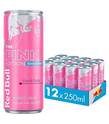 BEVANDA RED BULL ENERGY DRINK PINK EDITION SENZA ZUCCHERI GUSTO FRUTTI DI BOSCO  LATTINA 250ml CONF. 12 pz.