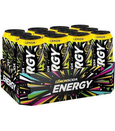 Bevanda Energy LEMONSODA  Mix di Vitamine e Caffeina Lattina da 500ml cartone da 12 pz.
