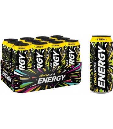 Bevanda Energy LEMONSODA  Mix di Vitamine e Caffeina Lattina da 500ml cartone da 12 pz.