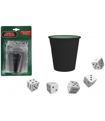 IL GRANDE LANCIO GIOCO DEI DADI CON BICCHIERE IN PELLE E SEGNA PUNTI +3 GLOBO GIOCHI