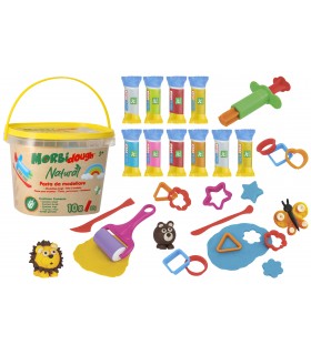 MORBIDOUGH SECCHIELLO CON PASTA DA MODELLARE FORME ACCESSORI E COLORI 10PZ X 50GR 3+ GLOBO GIOCHI