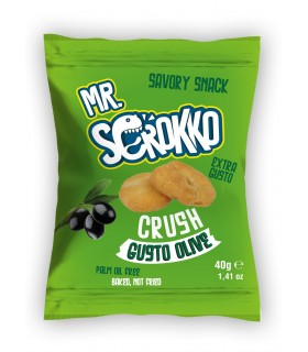TARALLO MR.SCROKKO GUSTO OLIVE PRODOTTO DA FORNO BUSTINA 40GR EXPO A BOCCA DI LUPO DA 30PZ