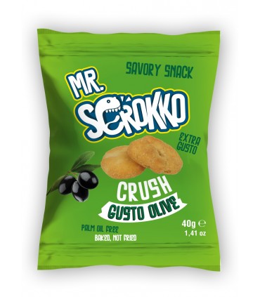 TARALLO MR.SCROKKO GUSTO OLIVE PRODOTTO DA FORNO BUSTINA 40GR EXPO A BOCCA DI LUPO DA 30PZ