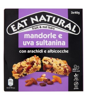 BARRETTA EAT NATURAL MANDORLE E UVA SULTANINA CON ARACHIDI E ALBICOCCHE CONF.3 PZ X 40GR