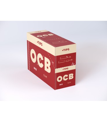 CARTINA OCB RICE SLIM + FILTRI IN CARTA IN VERA CARTA DI RISO conf. da 32 blocchetti