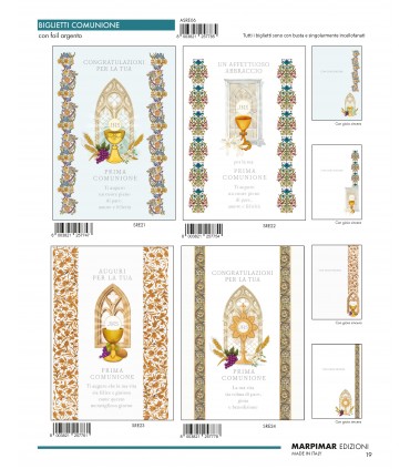 Biglietto Marpimar COMUNIONE CON FOIL argento CONF. 12 PZ. ASSORTITI