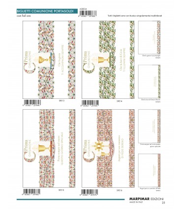 Biglietto Marpimar COMUNIONE portasoldi E FOIL ORO CONF. 12 PZ. ASSORTITI