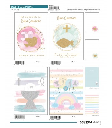 BIGLIETTO Marpimar COMUNIONE con foil oro CONF. 12 PZ. ASSORTITI
