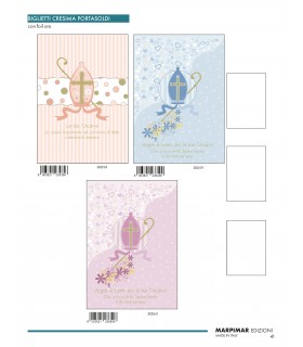 Biglietto Marpimar CRESIMA PORTASOLDI CON FOIL ORO CONF. 12 PZ. ASSORTITI