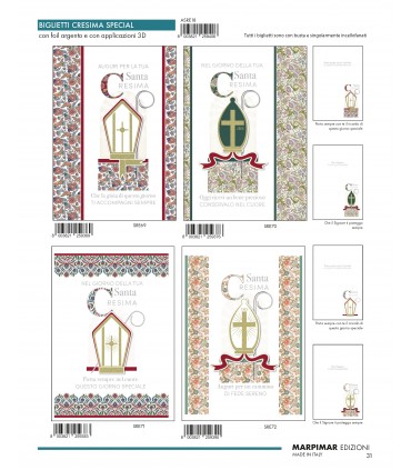 BIGLIETTO Marpimar CRESIMA SPECIAL CON FOIL ARGENTO E APPLICAZIONI IN 3D  CONF. 12 PZ. ASSORTITI