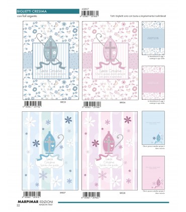 BIGLIETTO Marpimar CRESIMA CON FOIL ARGENTO CONF. 12 PZ. ASSORTITI