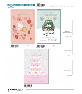 BIGLIETTO Marpimar MATRIMONIO PORTASOLDI CON FOIL ORO CONF. 12 PZ. ASSORTITI