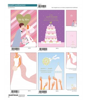 BIGLIETTO Marpimar MATRIMONIO CON FOIL ORO CONF. 12 PZ. ASSORTITI