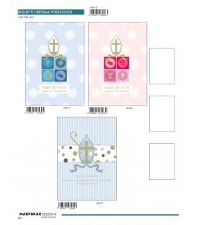Biglietto Marpimar CRESIMA PORTASOLDI CON FOIL ORO CONF. 12 PZ. ASSORTITI