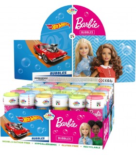Bolle di Sapone Dulcop BARBIE&HOT WHEELS da 60ml conf. 36 pz.