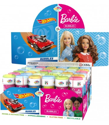 Bolle di Sapone Dulcop BARBIE&HOT WHEELS da 60ml conf. 36 pz.