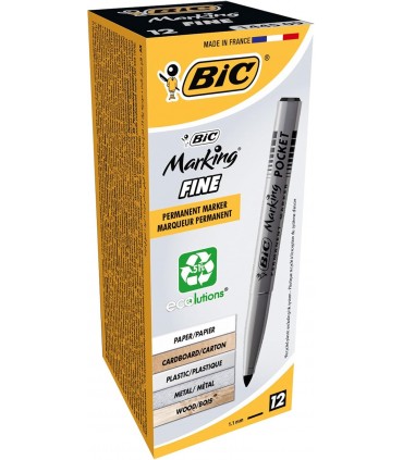Marcatore Bic Pocket Punta Tonda  1.1mm conf. da 12 pz. colore nero