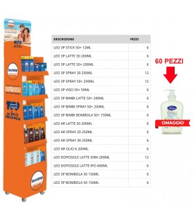 EXPO DA terra SOLARI LEOCREMA DA 120 PZ ASSORTITI + OMAGGIO 60PZ. SAPONE MANI VENUS 250ML IN PRENOTAZIONE C/O DAL 13/4/26