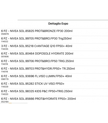 SOLARI NIVEA SUN CARTONE MISTO DA 57 PZ. + OMAGGIO 1 CF. ACC. PIETRINA PROF IN PRENOTAZIONE C/O DAL 30/4/26