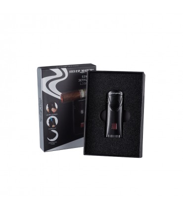 Accendino Elettronico silver match IN METALLO Turbo jet per Sigari Confezionato in Elegante scatola da regalo