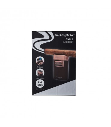 Accendino Elettronico silver match QUADRUPLA FIAMMA TURBO JET per Sigari Confezionato in Elegante scatola da regalo