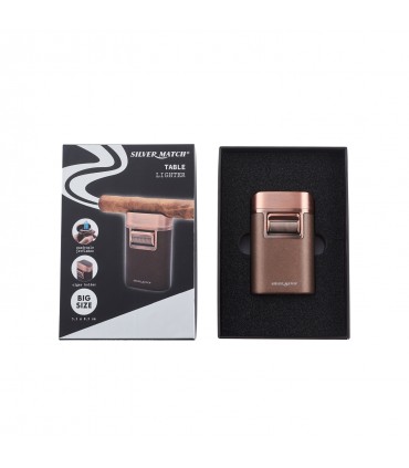 Accendino Elettronico silver match QUADRUPLA FIAMMA TURBO JET per Sigari Confezionato in Elegante scatola da regalo