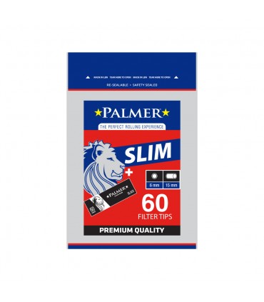 Filtri PALMER SLIM 6MM L.15 MM IN BUSTINA + CARTINA CORTA NERA CONF. 34 BUSTINE