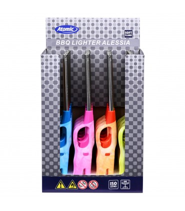 ACCENDIGAS ELETTRONICO ATOMIC BBQ MOD.ALESSIA L.27CM CONF. DA 16 PZ. ASSORTITO CON 4 COLORI