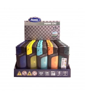 Accendino Atomic Turbo ELETTRONICO  REDFLAME COLORATO TRASPARENTE conf. 50 pz. COLORI ASSORTITI